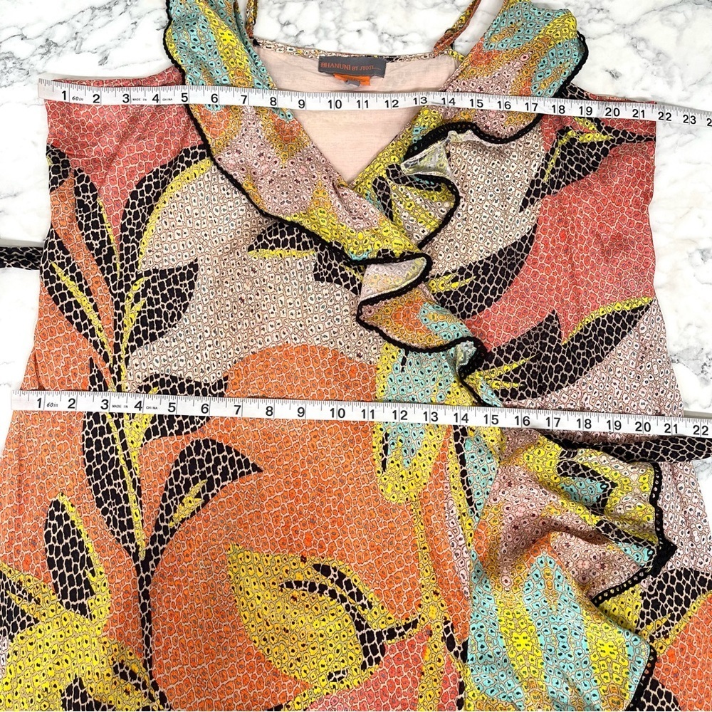 Anthropologie BHANUNI by Jyoti Kathryn Ruffled Wrap Maxi Dress Mosaic Size 16 - Picture 10 of 14